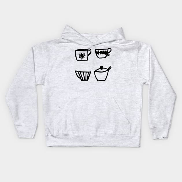 Cute Retro Cups Kids Hoodie by SWON Design